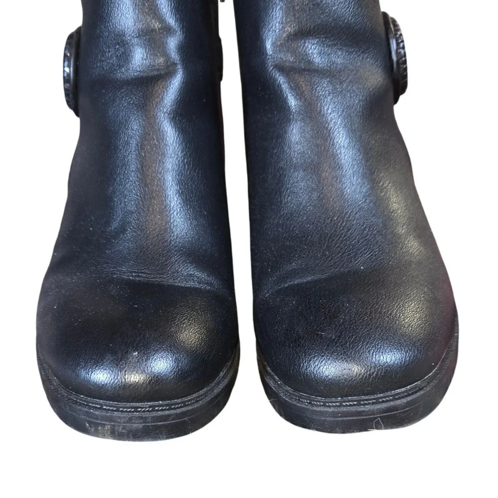 Baretraps Black Ankle Boots Round‎ Toe Faux Leather Comfort Casual Shoes